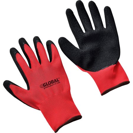 Global Industrial Crinkle Latex Coated Gloves, Red/Black, Large 708347L